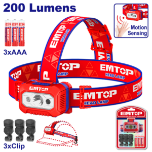 LAMPE CASQUE + CAPTEUR MOUVEMENT