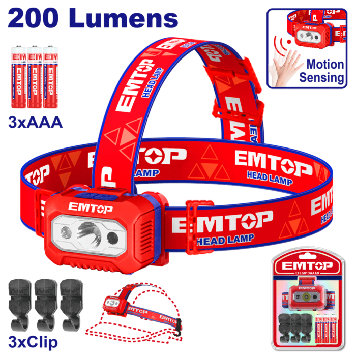 LAMPE CASQUE + CAPTEUR MOUVEMENT