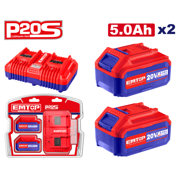 LOT DE 2 BATTERIES 5AH+CHARGEUR