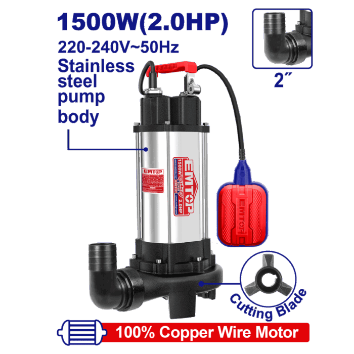 POMPE SUBMERSIBLE 2"2CV H14,5M 350L/MIN