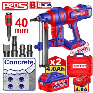 CLOUEUR À BÉTON 20V 2B4AH 19-40MM EMTOP ELCNLI9008