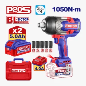 CLÉ À CHOC 20V 3/4" 1050 NM 2B 5AH EMTOP ECIWL20105