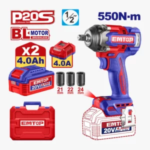 CLÉ À CHOC 20V 2B4AH 550NM 1/2" EMTOP ECIWL2055