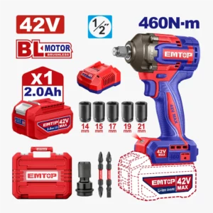 CLÉ À CHOC 42V1B2 BRUSH 1/2"460NM EMTOP ECIWL42461