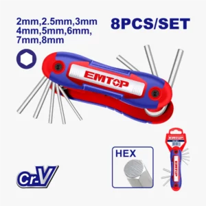 JEU DE 8 CLÉS HEXAGONALE  EMTOP EHKY4081