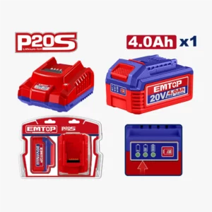 LOT  BATTERIE 4AH + CHARGEUR EMTOP ELBCPK1012