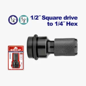 ADAPTATEURS 1/2" CARRÉ À 1/4" HEX EMTOP ESBH0501