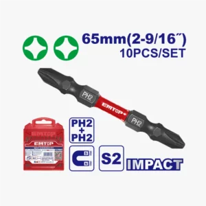 EMBOUTS DE TOURNEVIS PH2+PH2 65MM EMTOP ESBTMPH233
