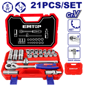 COFFRET DE 21 DOUILLES 1/2" EMTOP ESKT12211