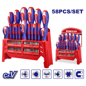 JEU DE 58 TOURNEVIS EMTOP ESST5802