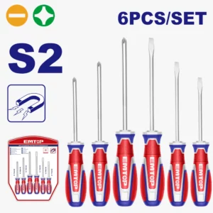 JEU DE 6 TOURNEVIS S2 EMTOP ESST0621